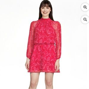 Scoop Pink & Red Marbled Dress